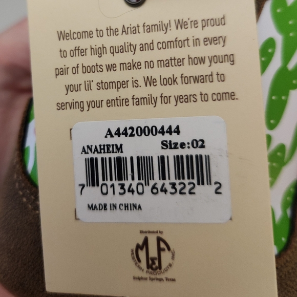 Ariat Lil Stompers Cactus Print Sz2 - Picture 6 of 6